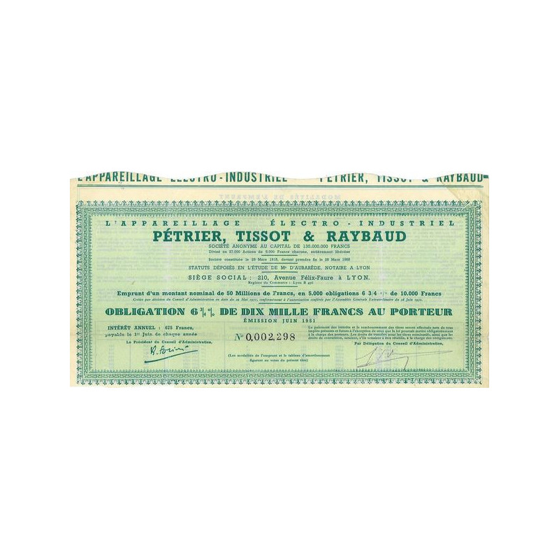 L'Appareillage Electro-Industriel Pétrier. Tissot & Raybaud