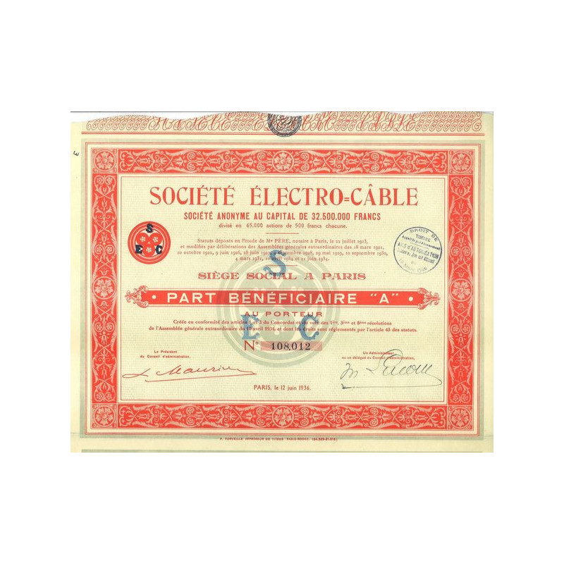 Sté Electro-Câble (PB "A")