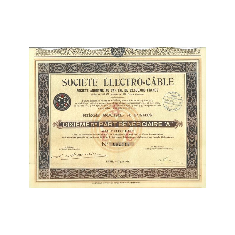 Sté Electro-Câble (10 ème de PB "A")