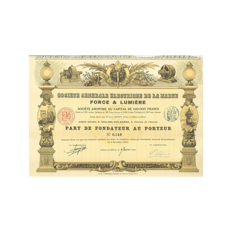 Sté Gale Electrique de la Marne Force & Lumière