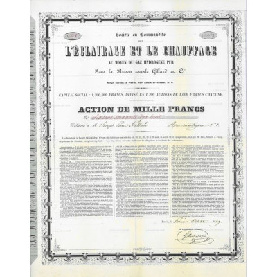 Sté en Commandite pour l'Eclairage et le Chauffage au Moyen du Gaz Hydrogène Pur sous la raison sociale Gillard & Cie