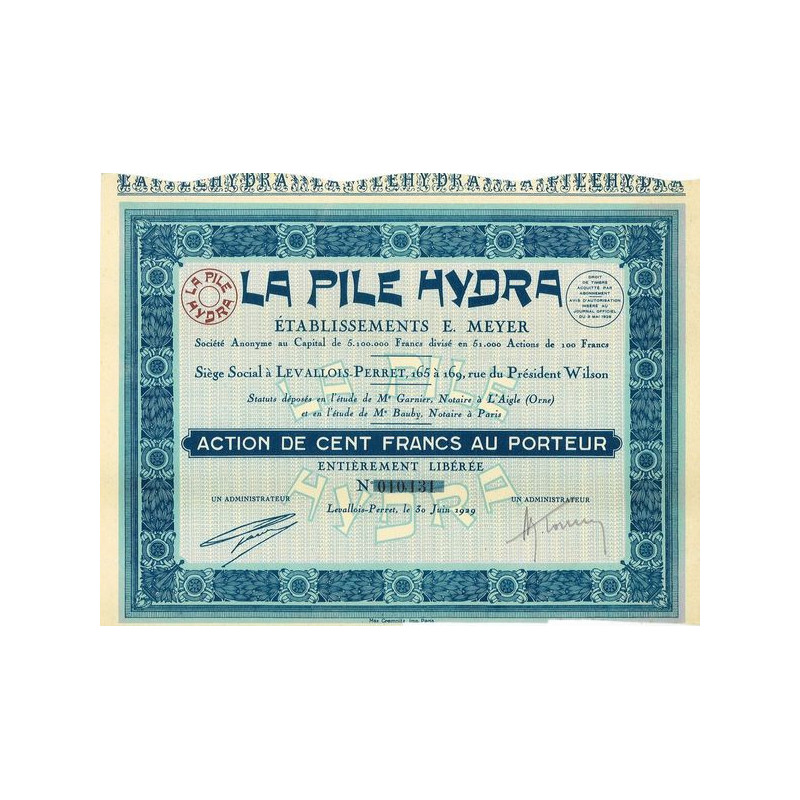La Pile Hydra - Ets E. Meyer