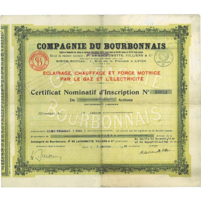 Cie du Bourbonnais (certif nomin)