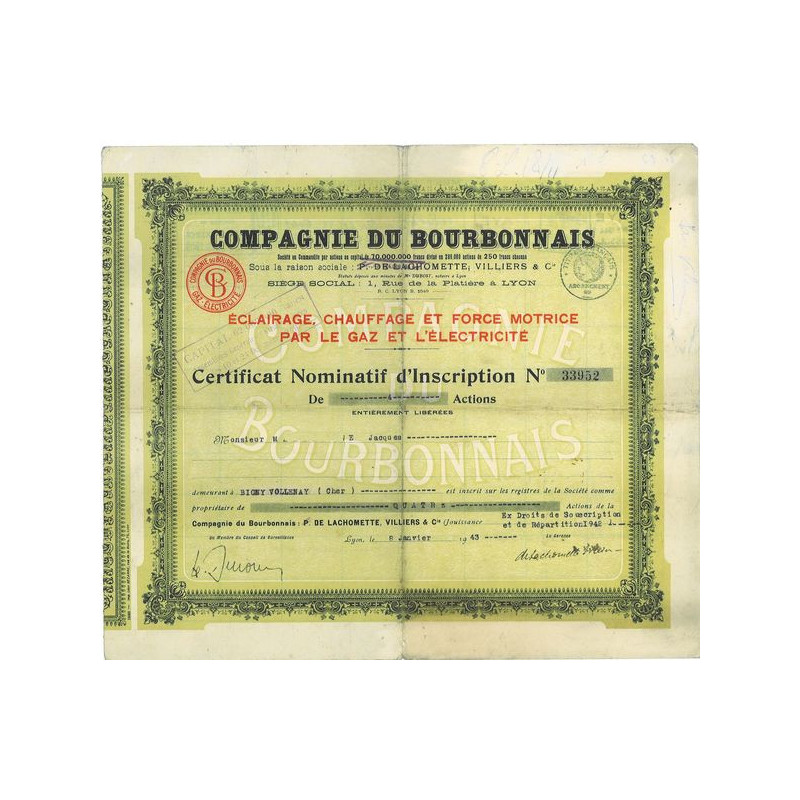 Cie du Bourbonnais (certif nomin)