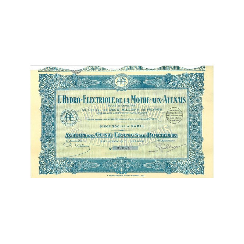 L'Hydro-Electrique de la Mothe-aux-Aulnais