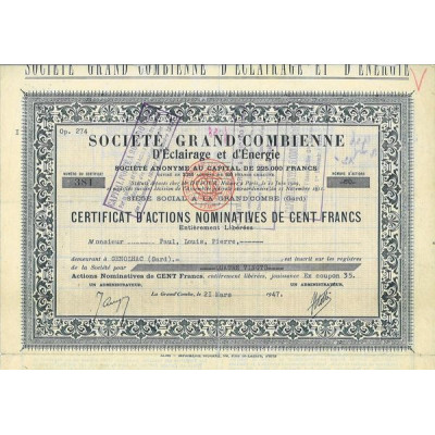 Sté Grand Combienne d'Eclairage et d'Energie