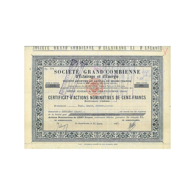 Sté Grand Combienne d'Eclairage et d'Energie