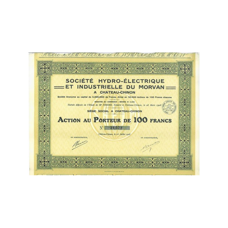 Sté Hydro-Electrique et Industrielle du Morvan à Château-Chinon