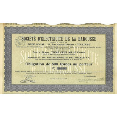 Sté d'Electricité de la Barousse (Obl)