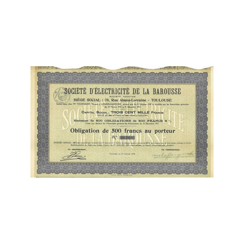 Sté d'Electricité de la Barousse (Obl)