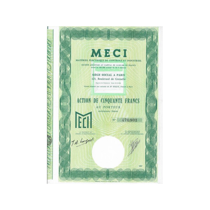MECI Matériel Electrique de Contrôle et Industriel (Act 50 F)