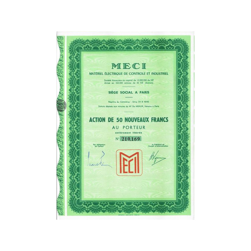 MECI Matériel Electrique de Contrôle et Industriel (Act 50 NF) (modèle 1)