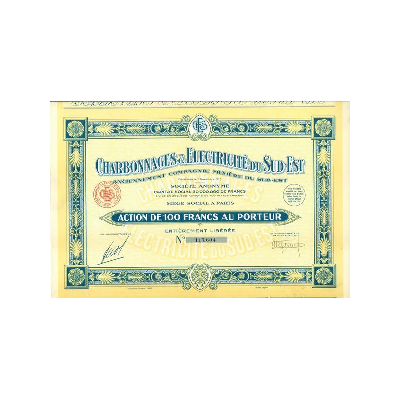 Charbonnages & Electricité du Sud-Est (Anc Cie Minière du Sud-Est)