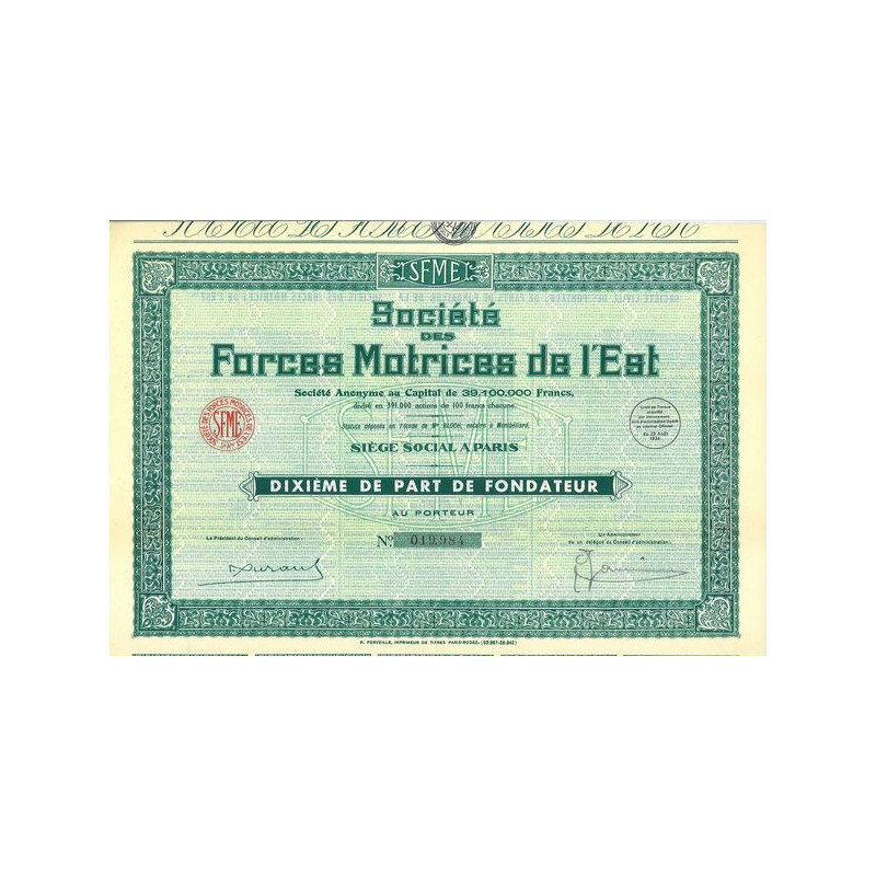 SFME Sté des Forces Motrices de l'Est