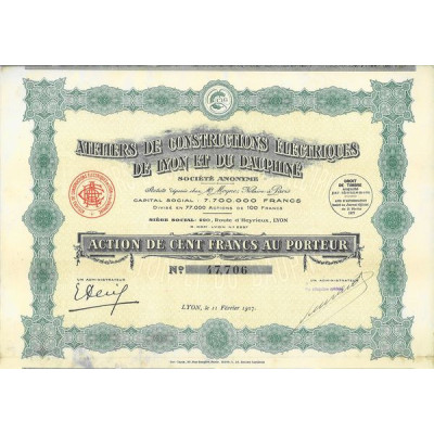 Ateliers de Constructions Electriques de Lyon et du Dauphiné (Act 100 F)
