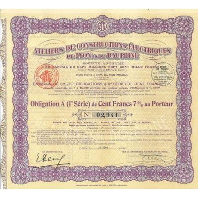 Ateliers de Constructions Electriques de Lyon et du Dauphiné (Obl A 1ère série)