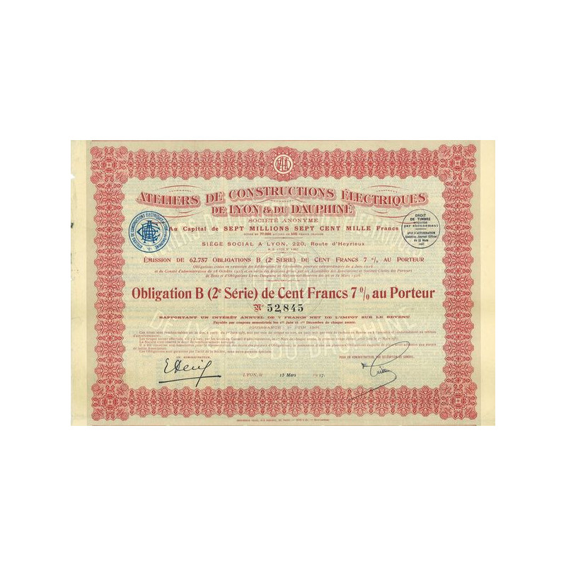 Ateliers de Constructions Electriques de Lyon et du Dauphiné (Obl B 2ème série)