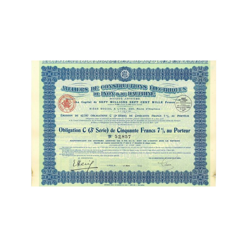 Ateliers de Constructions Electriques de Lyon et du Dauphiné (Obl C 3ème série)