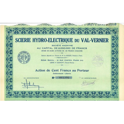 Scierie Hydro-Electrique du Val-Vernier