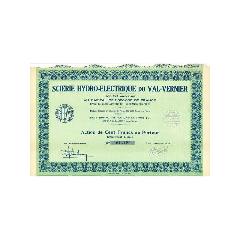 Scierie Hydro-Electrique du Val-Vernier