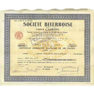 Sté Bitérroise de Force et Lumière (certif)