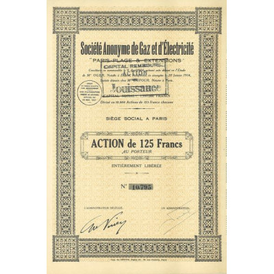 S.A. de Gaz et d'Electricité "PARIS-PLAGE & EXTENSIONS"