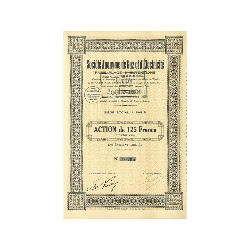 S.A. de Gaz et d'Electricité "PARIS-PLAGE & EXTENSIONS"