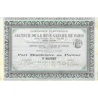 Cie Electrique du Secteur de la Rive Gauche de Paris - Concession E.-L. Naze