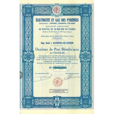 Electricité et Gaz des Pyrénées - Anc Compagnie Luchonnaise d'Eclairage