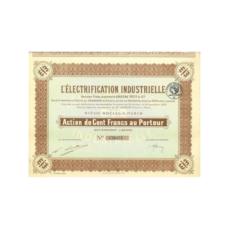 L'Electrification Industrielle - Anc Ets Loustau Petit & Cie