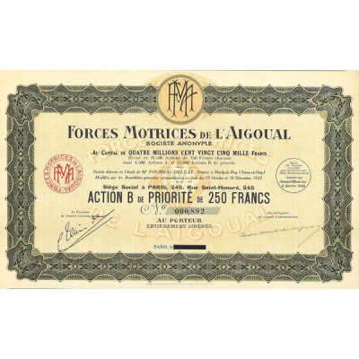 Forces Motrices de l'Aigoual (Act B Prior 250 F)