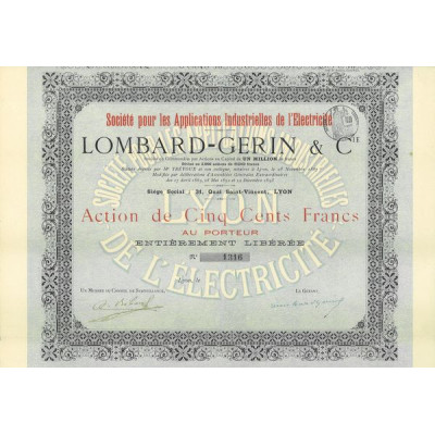 Sté pour les Applications Industrielles de l'Electricité - Lombard-Gerin & Cie