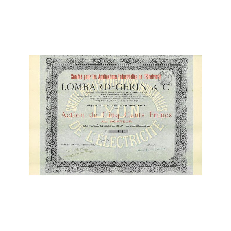 Sté pour les Applications Industrielles de l'Electricité - Lombard-Gerin & Cie