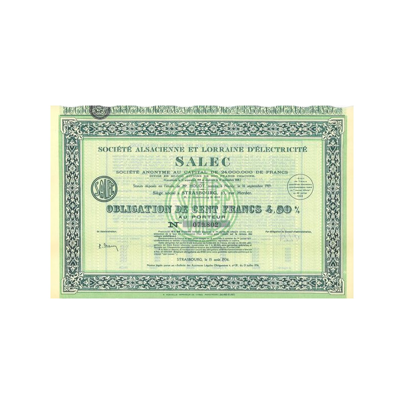 Sté Alsacienne et Lorraine d'Electricité SALEC
