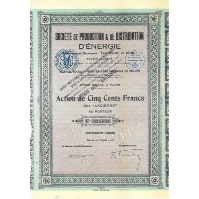 Sté de Production & de Distribution d'Energie - Précédemment Dénommée : "Electricité de Reims)
