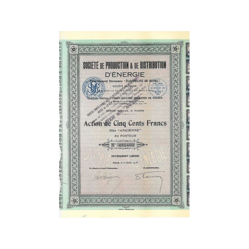 Sté de Production & de Distribution d'Energie - Précédemment Dénommée : "Electricité de Reims)
