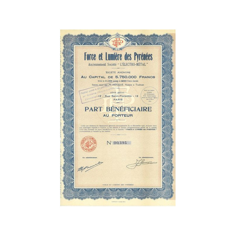 Force et Lumière des Pyrénées - Anc Sté "L'Electro-Métal"