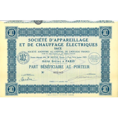 Sté d'Appareillage et de Chauffage Electrique SACE (PB)