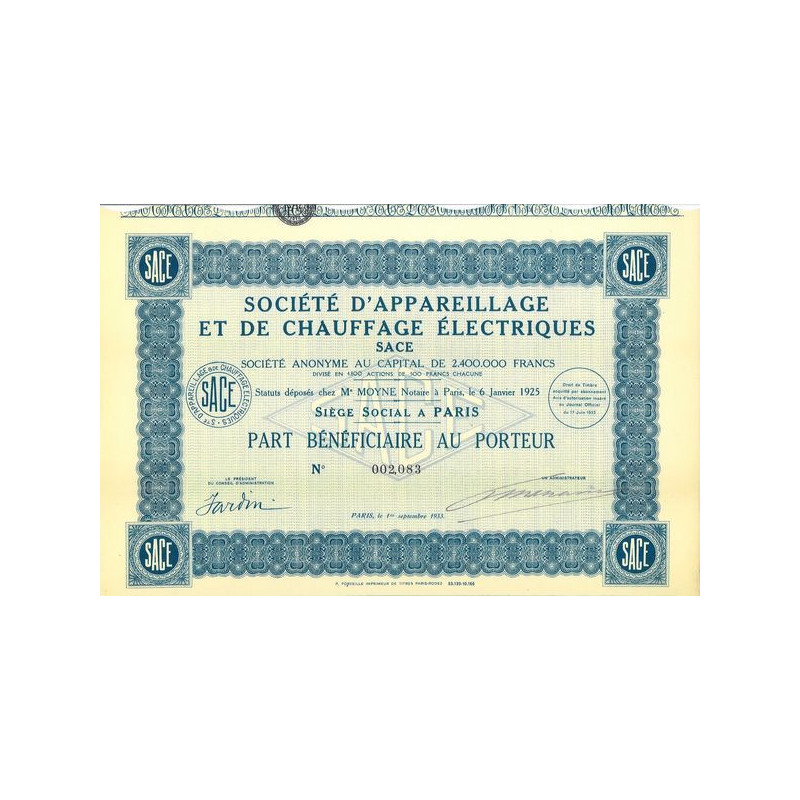 Sté d'Appareillage et de Chauffage Electrique SACE (PB)