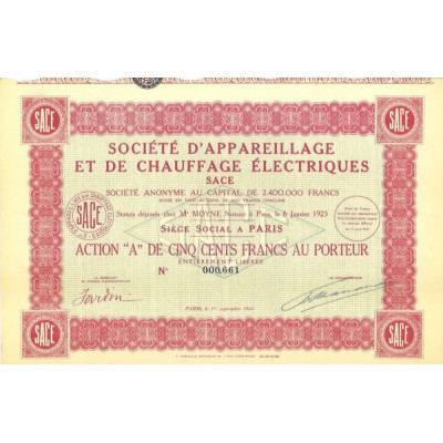 Sté d'Appareillage et de Chauffage Electrique SACE (Act A)