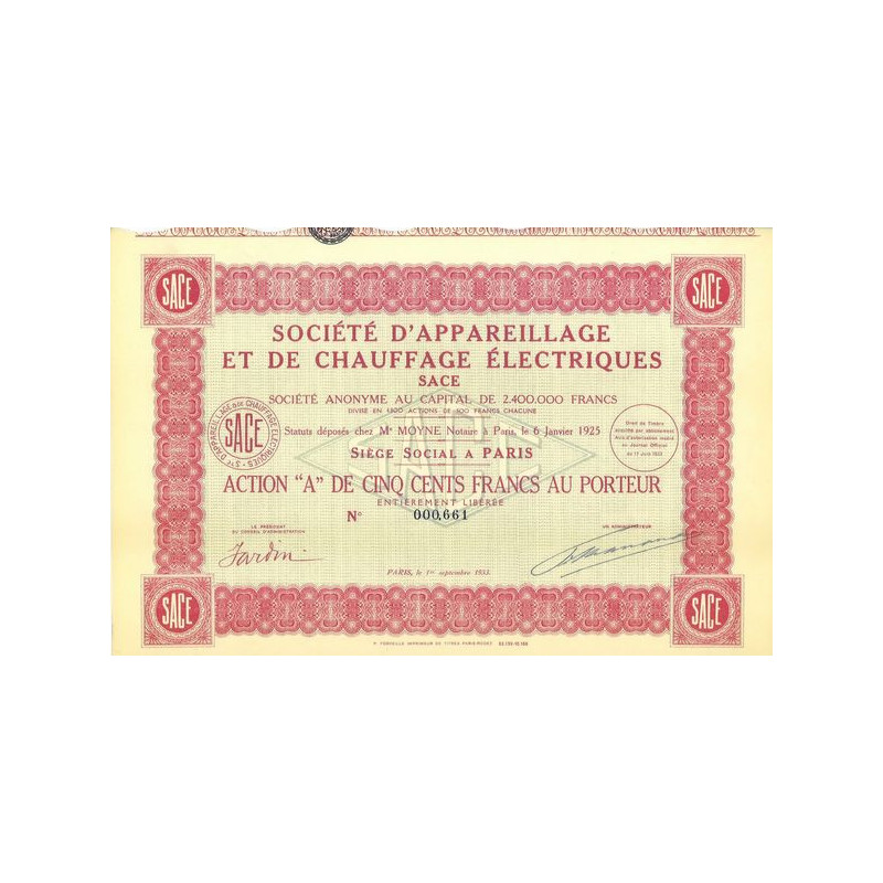 Sté d'Appareillage et de Chauffage Electrique SACE (Act A)
