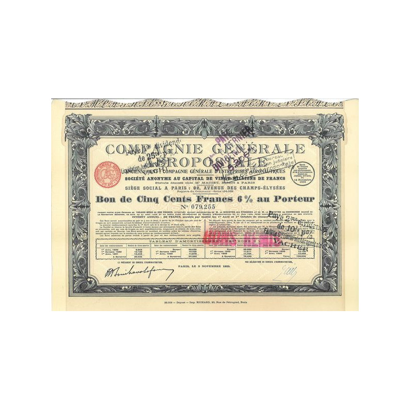 Cie Gale Aéropostale (Bon 500 F 6 %)