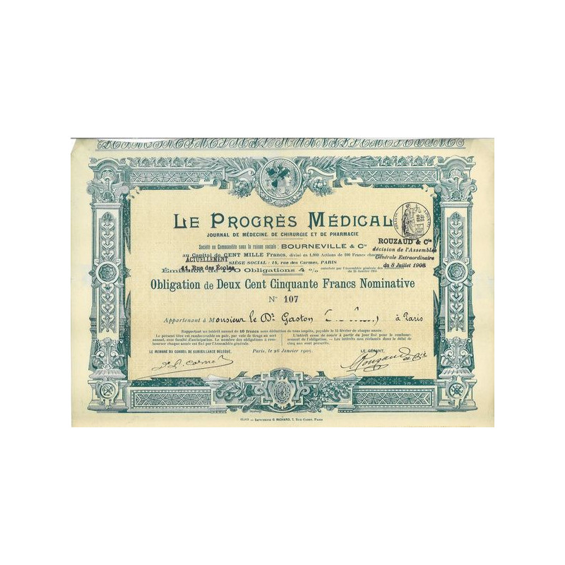Le Progrès Médical - Journal de Médecine de Chirurgie et de Pharmacie - Bournevillle & Cie