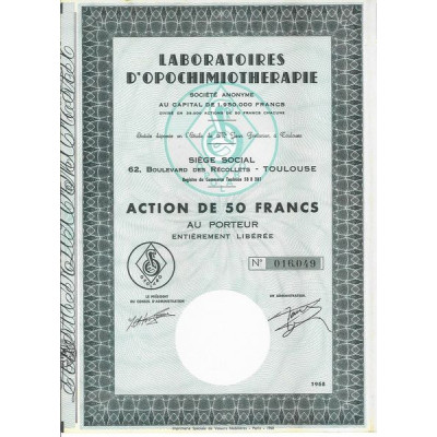 Laboratoires d'Opochimiothérapie (Act 50 F)