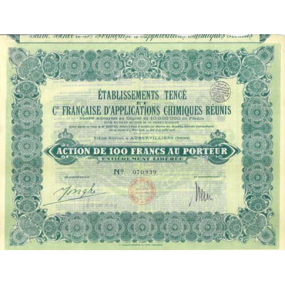 Ets Tencé et Cie Française d'Applications Chimiques Réunies
