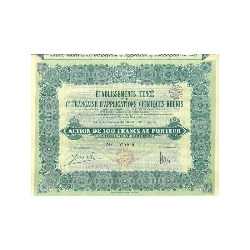 Ets Tencé et Cie Française d'Applications Chimiques Réunies
