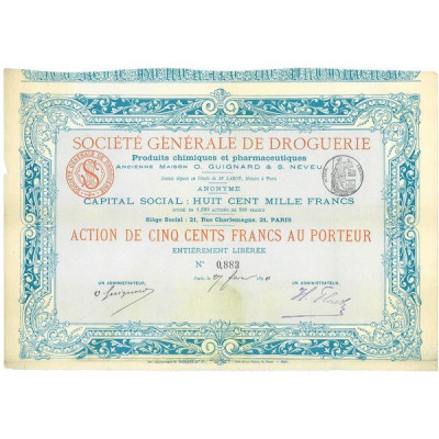 Sté Gale de Droguerie - Produits Chimiques et Pharmaceutiques - Anc Maison O. Guignard & S. Neveu