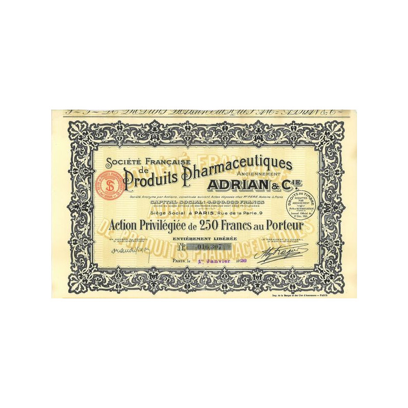Sté Française de Produits Pharmaceutique - Anc Adrian & Cie