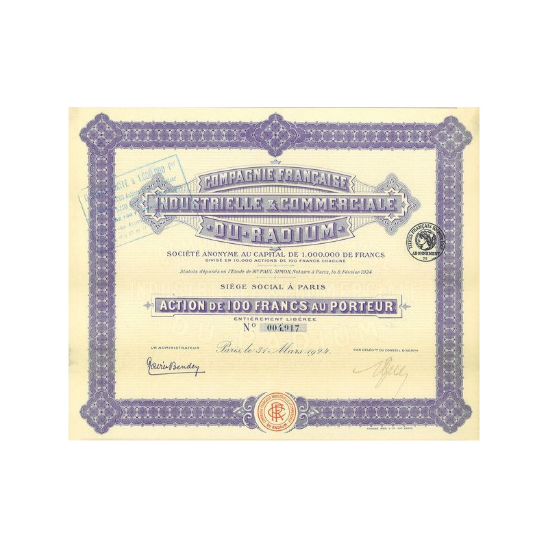 Cie Française Industrielle & Commerciale du Radium