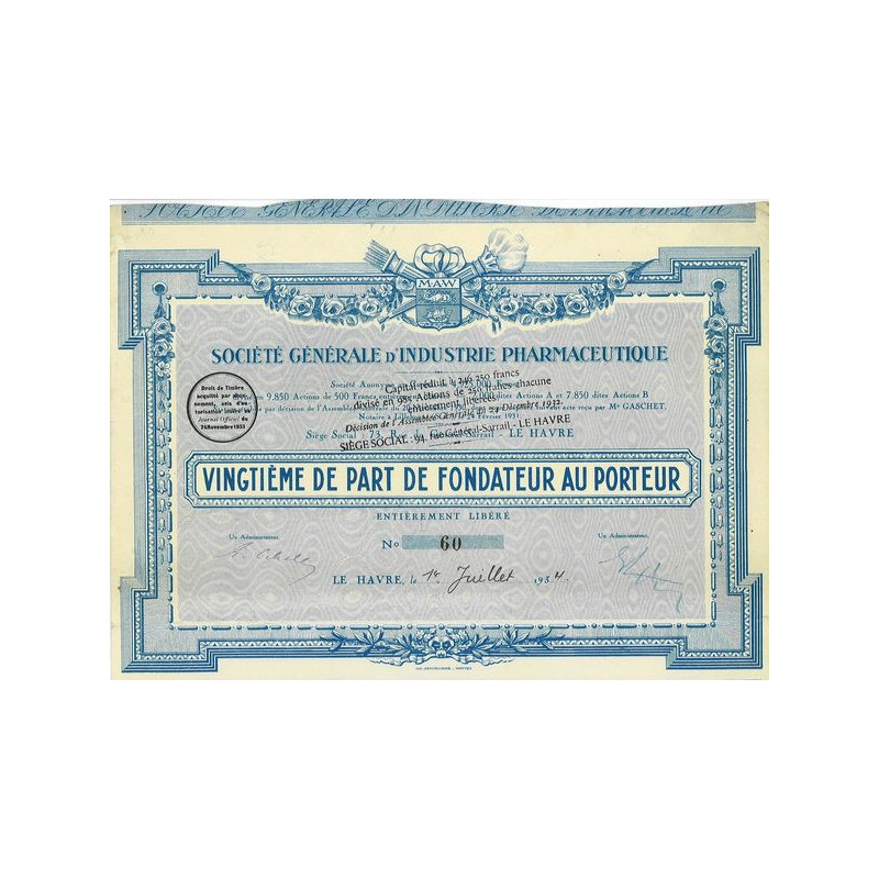 Sté Gale d'Industrie Pharmaceutique (20ème PF)